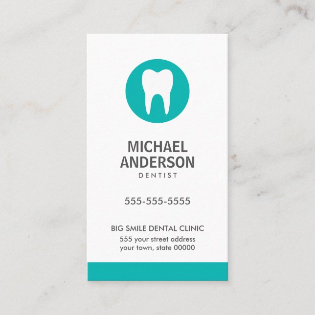 Dentist or dental clinic / assistant modern teal business card (Front)