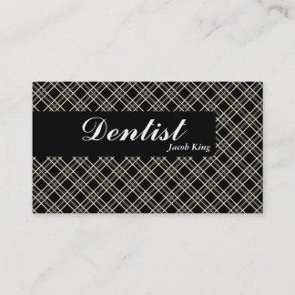 Dentist Orthodontist Business Card Black Plaid