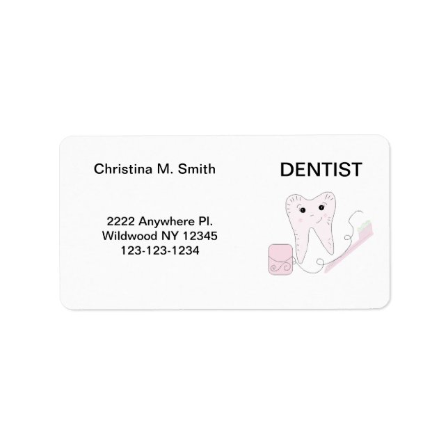Dentist Pink Tooth Label (Front)