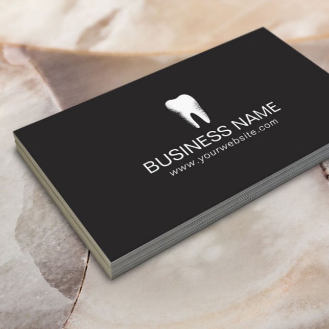 Dentist Plain Black Dental Care Minimal Business Card (Creator Uploaded)