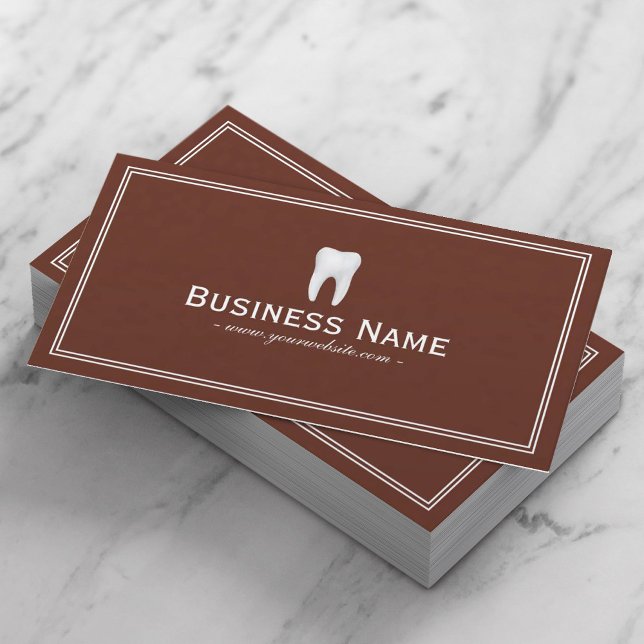 Dentist Plain Brick Red Minimalist Dental Office Business Card (Creator Uploaded)