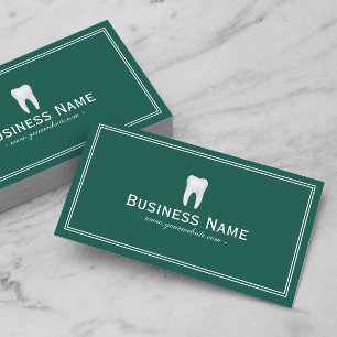 Dentist Plain Teal Green Minimalist Dental Office Business Card