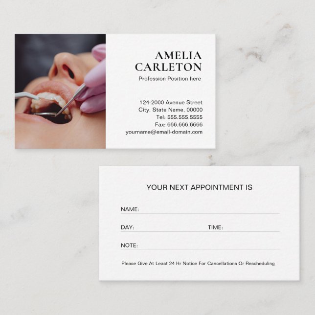 Dentist Professional Photo Appointment Card (Front/Back)