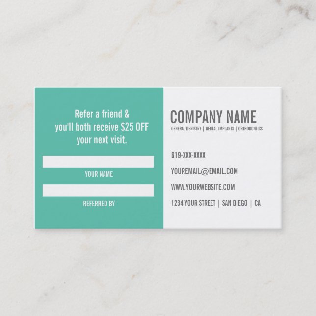 Dentist Referral Business Card (Front)