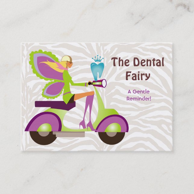 Dentist Reminder Card Scooter Cute Fairy (Front)