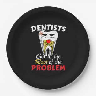 Dentist Root Canal - Funny Tooth Cavity Pun Paper Plate