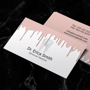 Dentist Rose Gold Dripping Dental Care Business Card