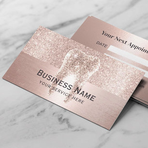 Dentist Rose Gold Glitter Tooth Modern Dental Appointment Card