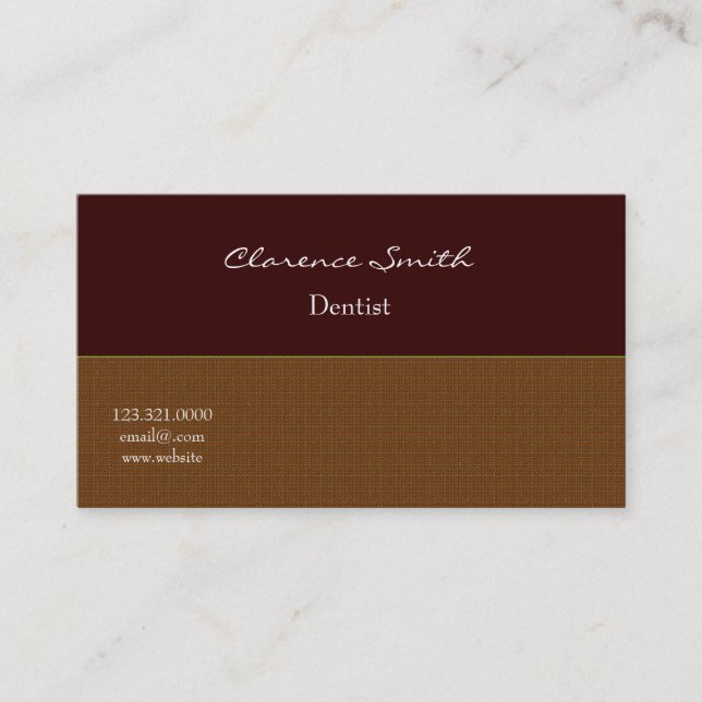 Dentist Rustic Plaid Professional Design Business Card (Front)