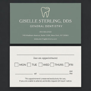 Dentist Sage Green Appointment Reminder Card