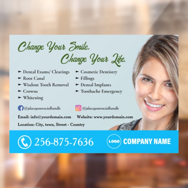 Dentist Services Editable Window Cling (Sheet 2)