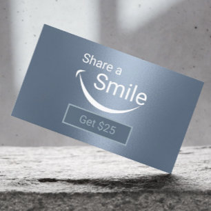 Dentist Share a Smile Dusty Blue Dental Referral Card