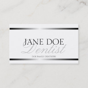 Dentist Silver Metallic Script Business Card