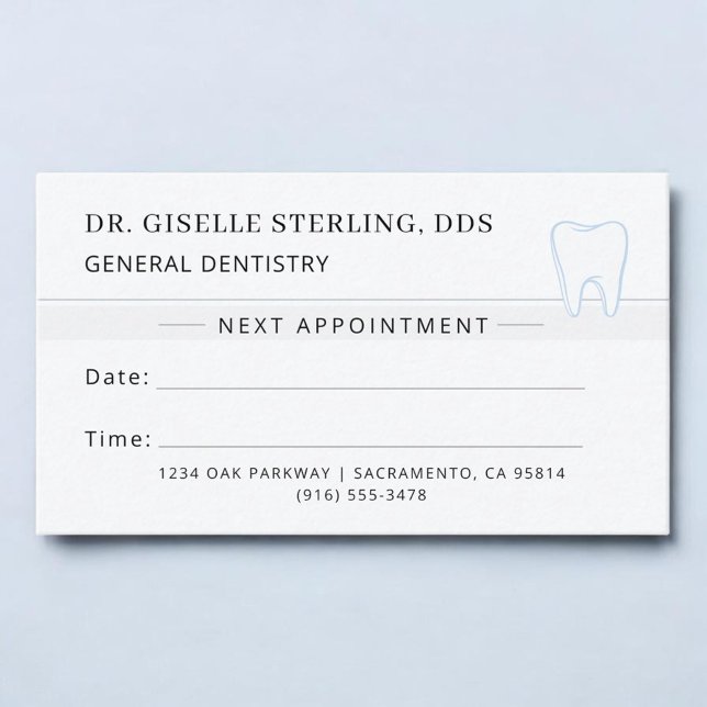 Dentist Silver Tooth Appointment Card (Creator Uploaded)