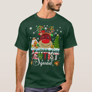 Dentist Squad Christmas Lights Red Plaid Reindeer T-Shirt