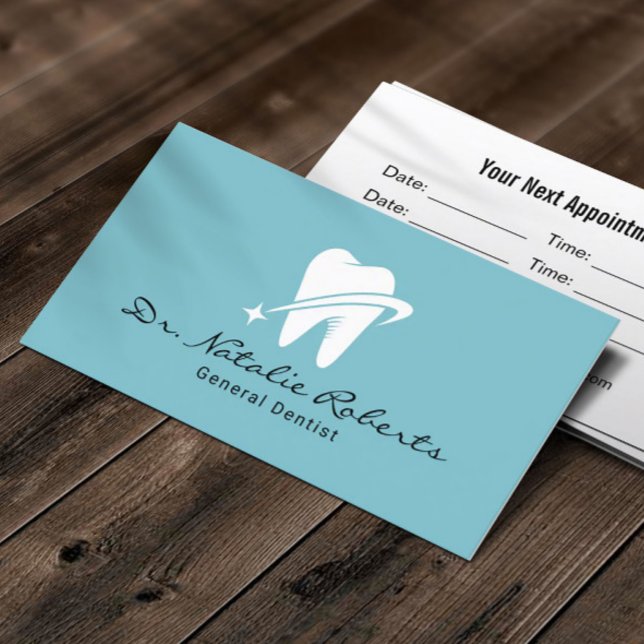 Dentist Star Tooth Logo Professional Dental Office Appointment Card (Creator Uploaded)