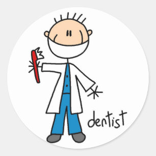 Dentist Stick Figure Classic Round Sticker