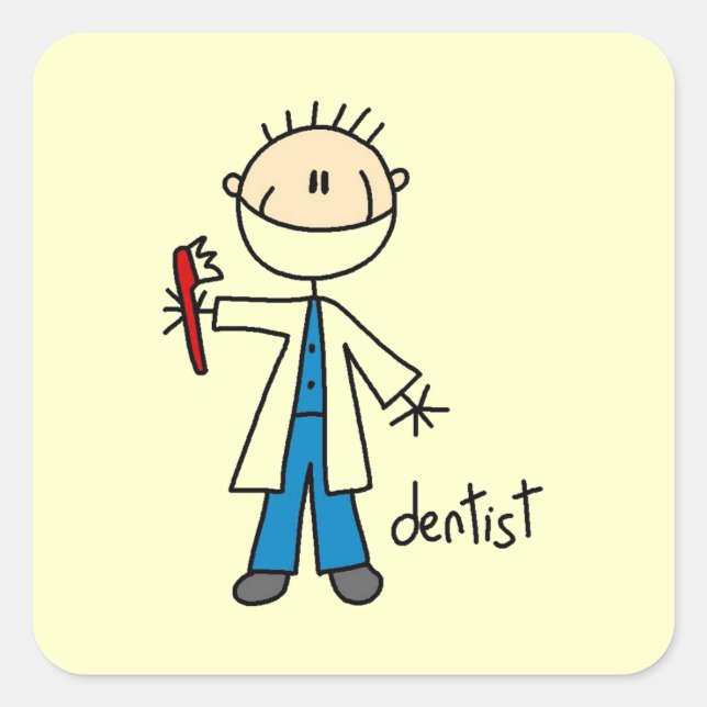 Dentist Stick Figure Square Sticker (Front)