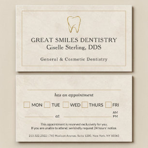 Dentist Stone Gold Tooth Dental Appointment Business Card