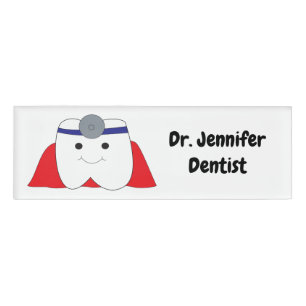 Dentist Super Hero Tooth Personalise Name Tag