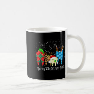 Dentist Teeth Santa Hat Leopard Plaid Dental Merry Coffee Mug