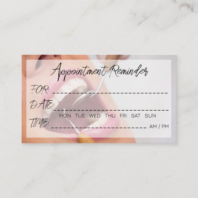 Dentist Therapist Doctor Appointment Reminder Business Card (Back)