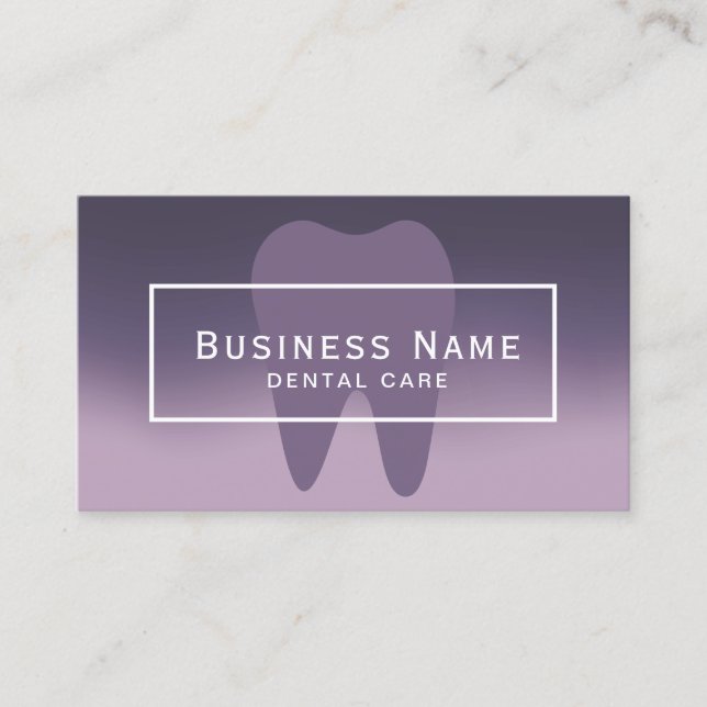 Dentist Tooth Elegant Purple Ombre Dental Care Business Card (Front)