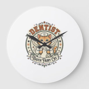 Dentist Tooth Fairy Cat Dentist Tooth Fairy Cat Vi Large Clock