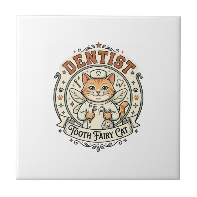 Dentist Tooth Fairy Cat Dentist Tooth Fairy Cat Vi Tile (Front)