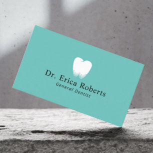 Dentist Tooth Logo Light Teal Dental Office Business Card