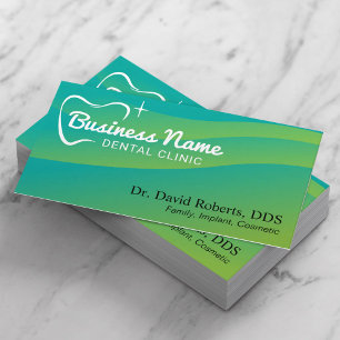 Dentist Tooth Logo Modern Green Curves Dental Care Appointment Card