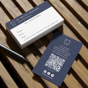 Dentist Tooth Logo Simple Blue Appointment Business Card