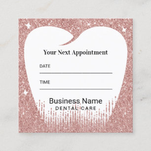 Dentist Tooth Rose Gold Glitter Dental Appointment Card