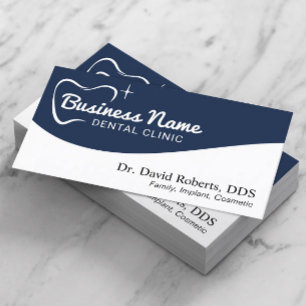 Dentist Tooth Typography Navy Blue Dental Care Appointment Card