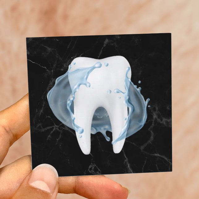 Dentist Tooth Water Splash Marble Dental Clinic Square Business Card (Creator Uploaded)
