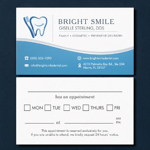 Dentist Toothbrush Office Appointment Reminder Business Card