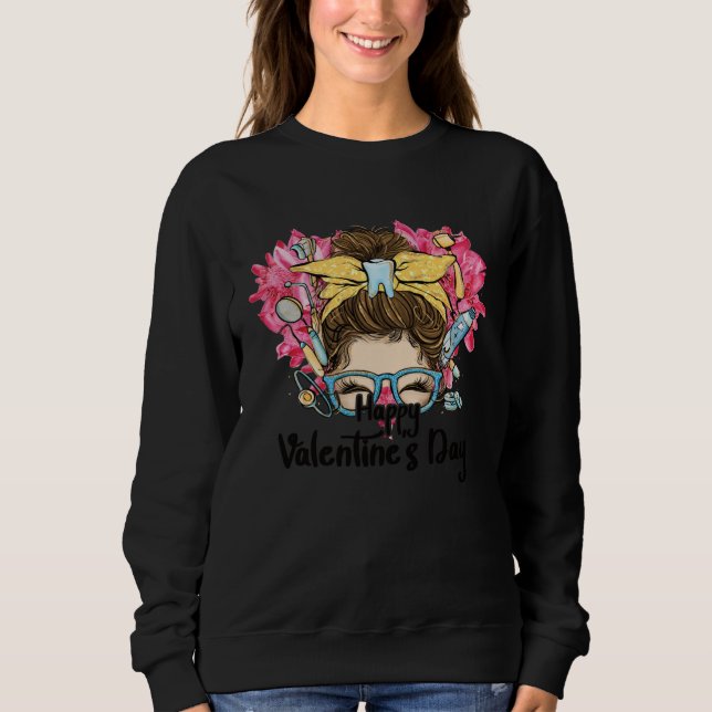 Dentist Valentine's Day Dental Squad Gnome Hearts  Sweatshirt (Front)