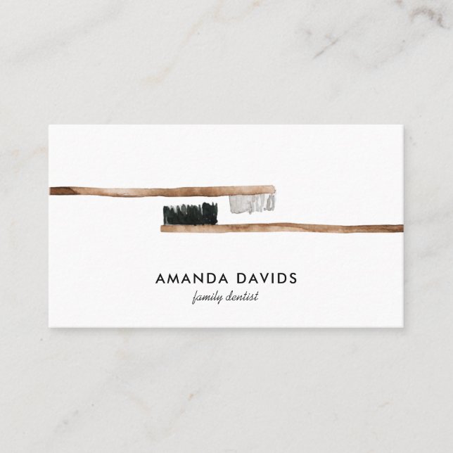 Dentist | Watercolor Tooth Dental Hygienist Business Card (Front)