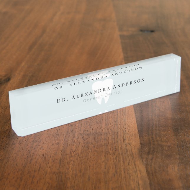Dentist White Teeth Light Blue Nameplate (Side)