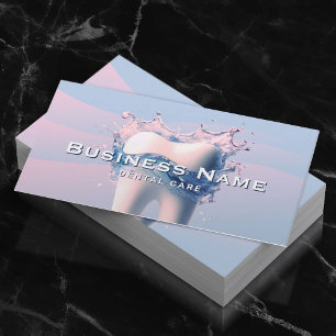 Dentist White Tooth Pastel Blue Pink Curves Dental Appointment Card