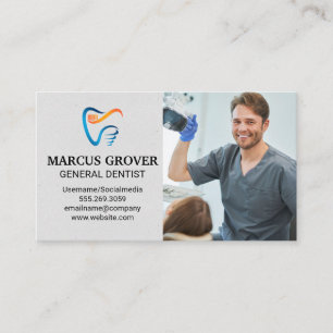 Dentist Working on Patient in Office   Health Care Business Card
