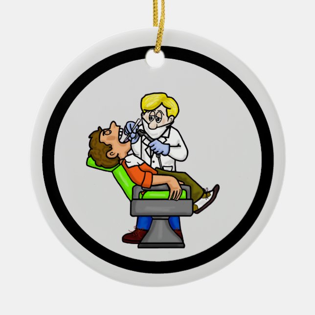 Dentist Working On Patient Ornament (Front)