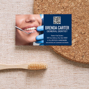 Dentist Working with Patient   QR Code Business Card