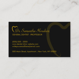 Dentistry Logo Yellow Black Simple Teeth Business Card