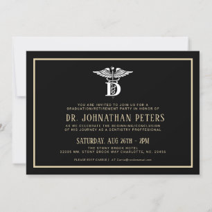 Dentistry Profession Graduation Retirement Black 5 Invitation