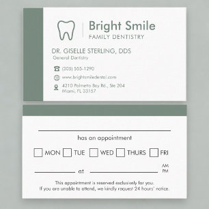 Dentistry Sage Green Appointment Reminder Business Card