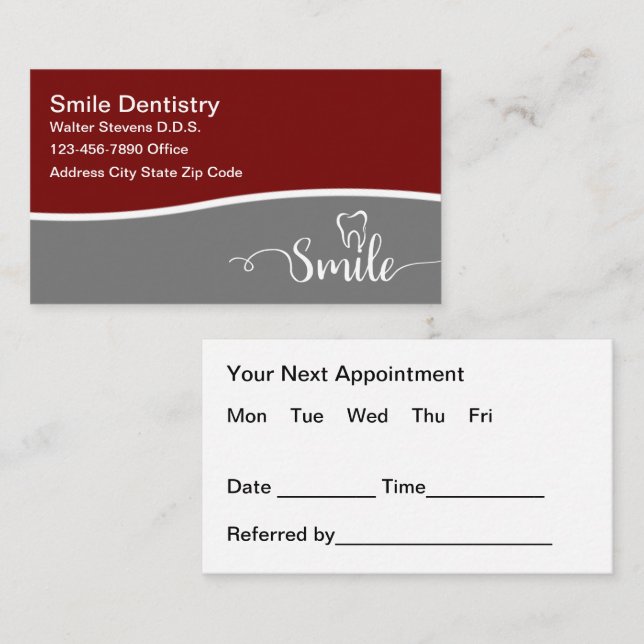 Dentistry Theme Appointment Business Cards (Front/Back)