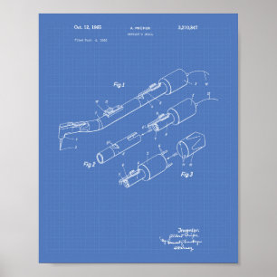 Dentist's Drill 1965 Patent Art Blueprint Poster