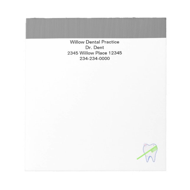 Dentists Tooth Office Notepads (Front)