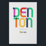 Denton Texas Mid Century, Pop Art, Faux Canvas Print<br><div class="desc">Denton Texas classic retro throwback style from the 60s 70s and 80s. Bright primary colours in the 20th-century abstract art style with simple geometric elements. Vintage pop art. Simple bold,  wear your hometown out loud.</div>